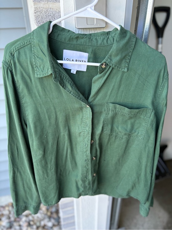 Lola River Tops - Lola River Olive Green Button-Down Shirt